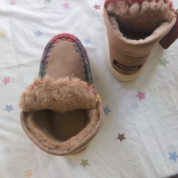 Mou Mou Light Brown Suede Plush Ankle Boots - Picture 4 of 6